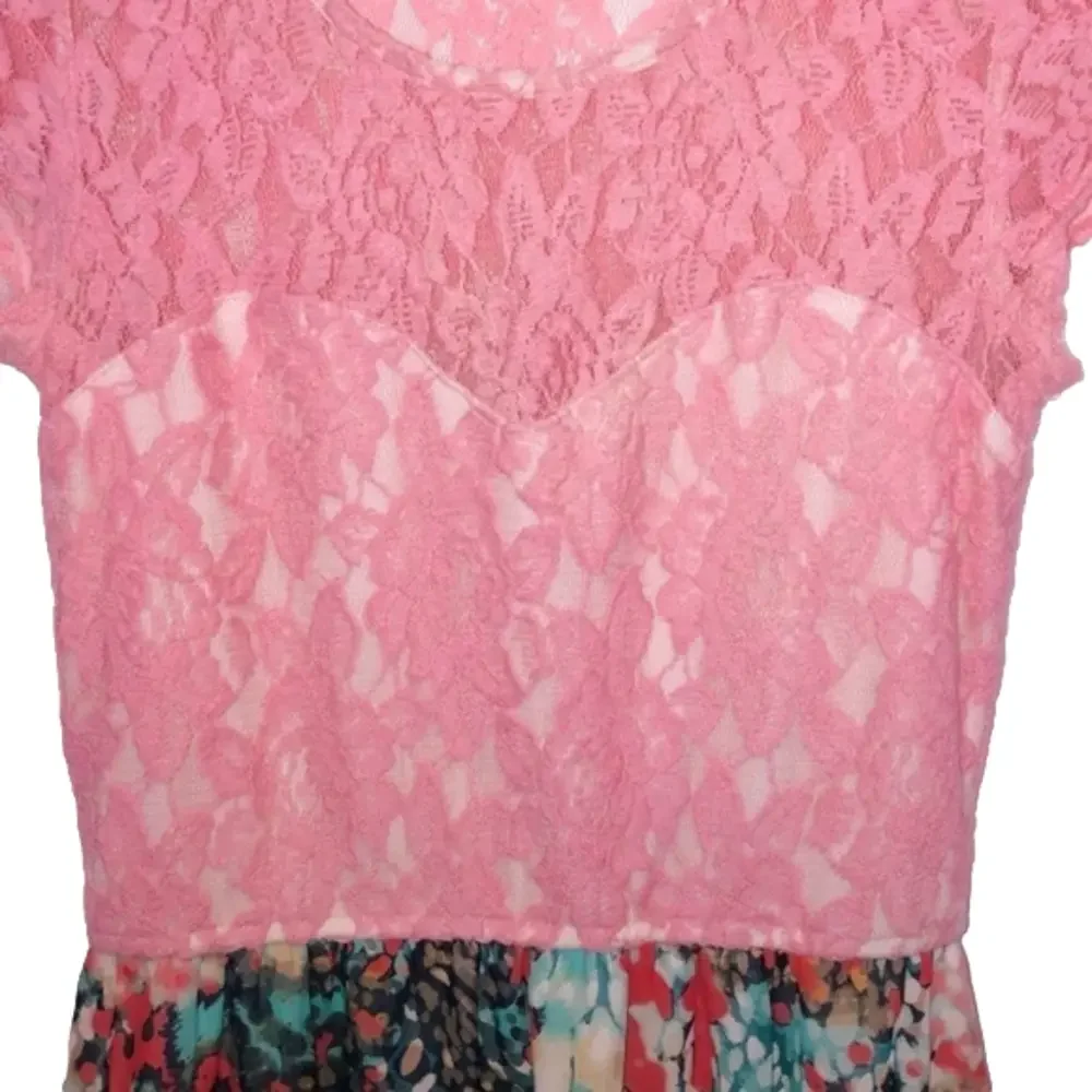 SPEECKLESS Pink Lace & Speckled High Low Dress
